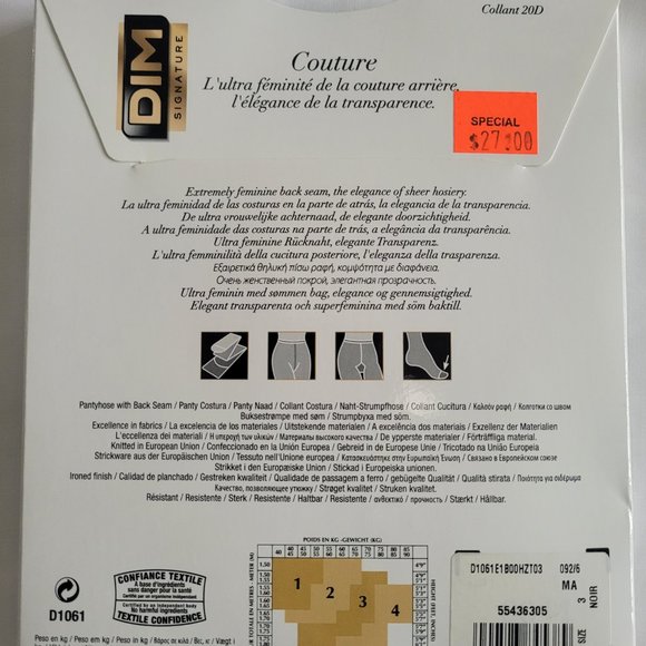 DIM (Signature Couture) sheerest nylons with Sexy back seam - Picture 2 of 3
